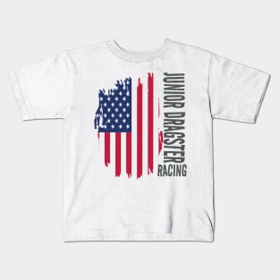 Junior Dragster Racing American Flag USA Kids T-Shirt